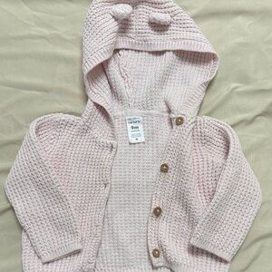 Carter's Light Pink Knit Baby Hoodie with Ears